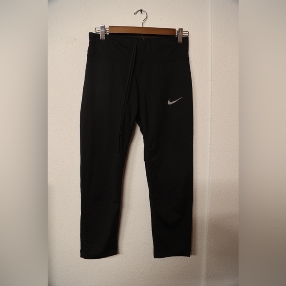 Nike Pants - Nike Dri-Fit Women’s Training Leggings M — Black Reflective Swoosh, Drawstring